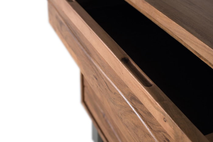 GINER Y COLOMER Commode à trois tiroirs en bois d'acacia et métal